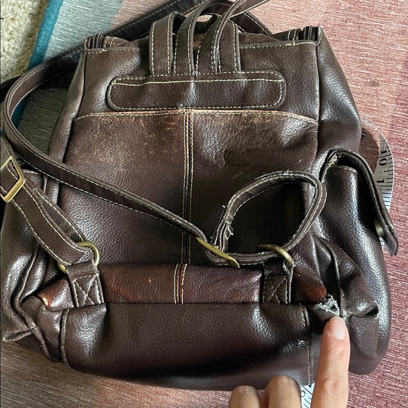 Vintage Genuine Leather 90s Y2K Brown Backpack - Picture 16 of 16